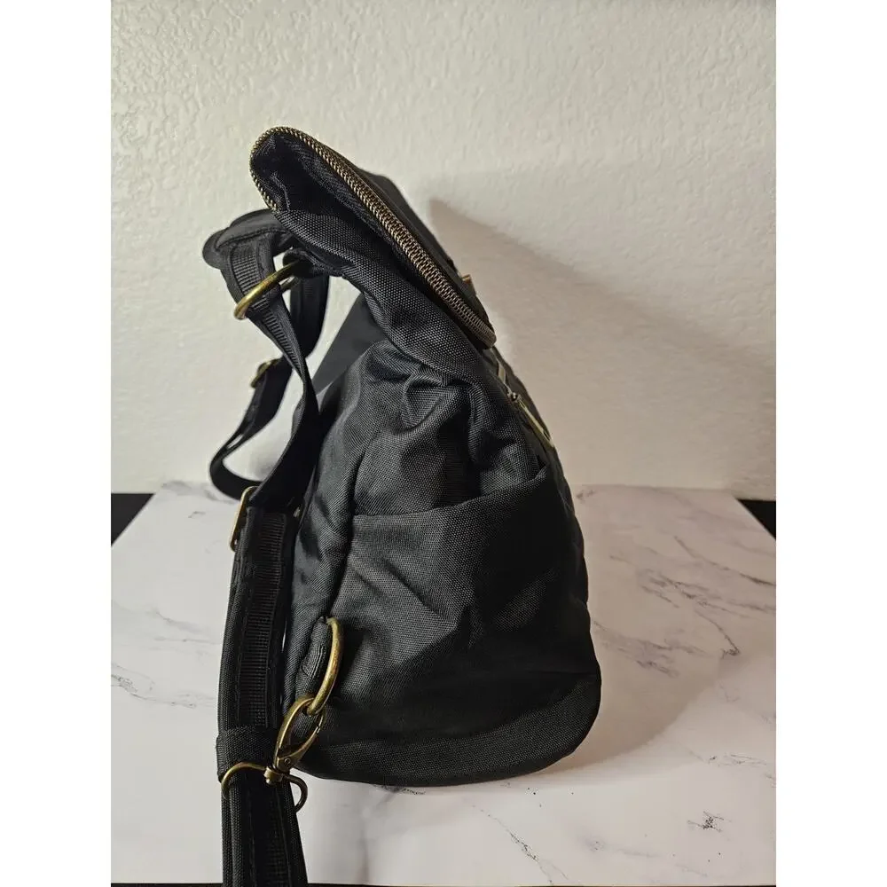 New! Travelon RFID Convertible Backpack Foldover Black 13